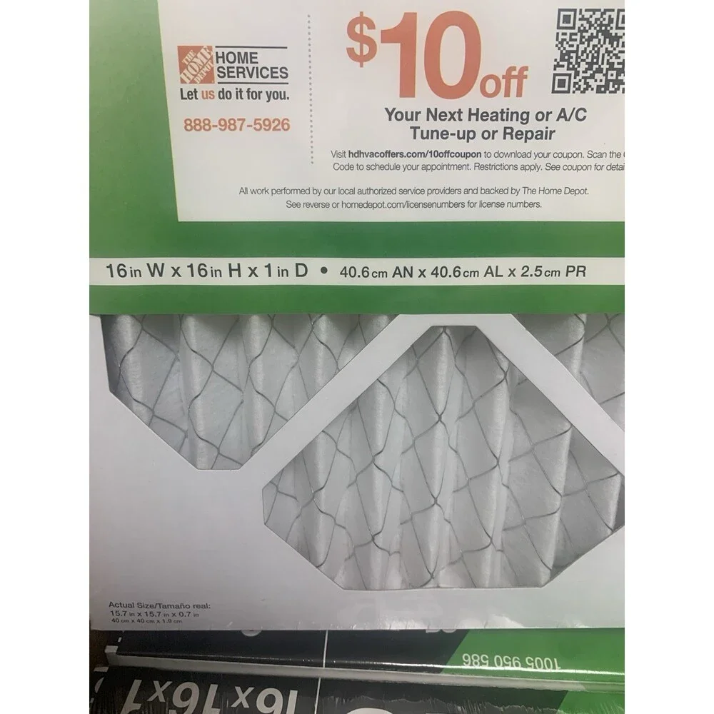 Lot Of 12 - HDX FPR 5  Standard Pleated Air Filter 16in X16in X 1in   Sealed